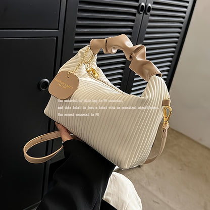 Stylish Simple Pleated Handbag PU Material Evening Party Women's Bag