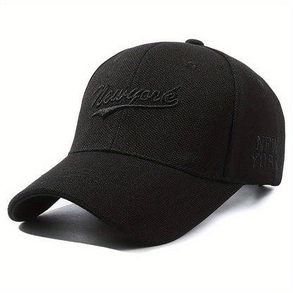 1pc New York Embroidered Baseball Cap - Oversized, Deep-Brimmed, Lightweight Fabric, Adjustable Buckle Closure, Casual Wear, Hand Wash Only, Casual Headwear | Embroidered Logo Cap | Lightweight Cap