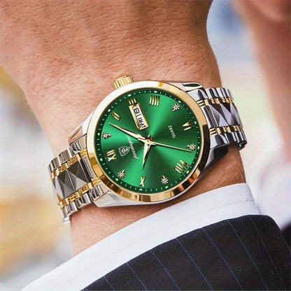 Luminous Calendar Men's Quartz Watch Business Sports Teenagers Trend Stainless Steel Student Wristwatches, Ideal choice for Gifts Christmas Gift Valentine's Day