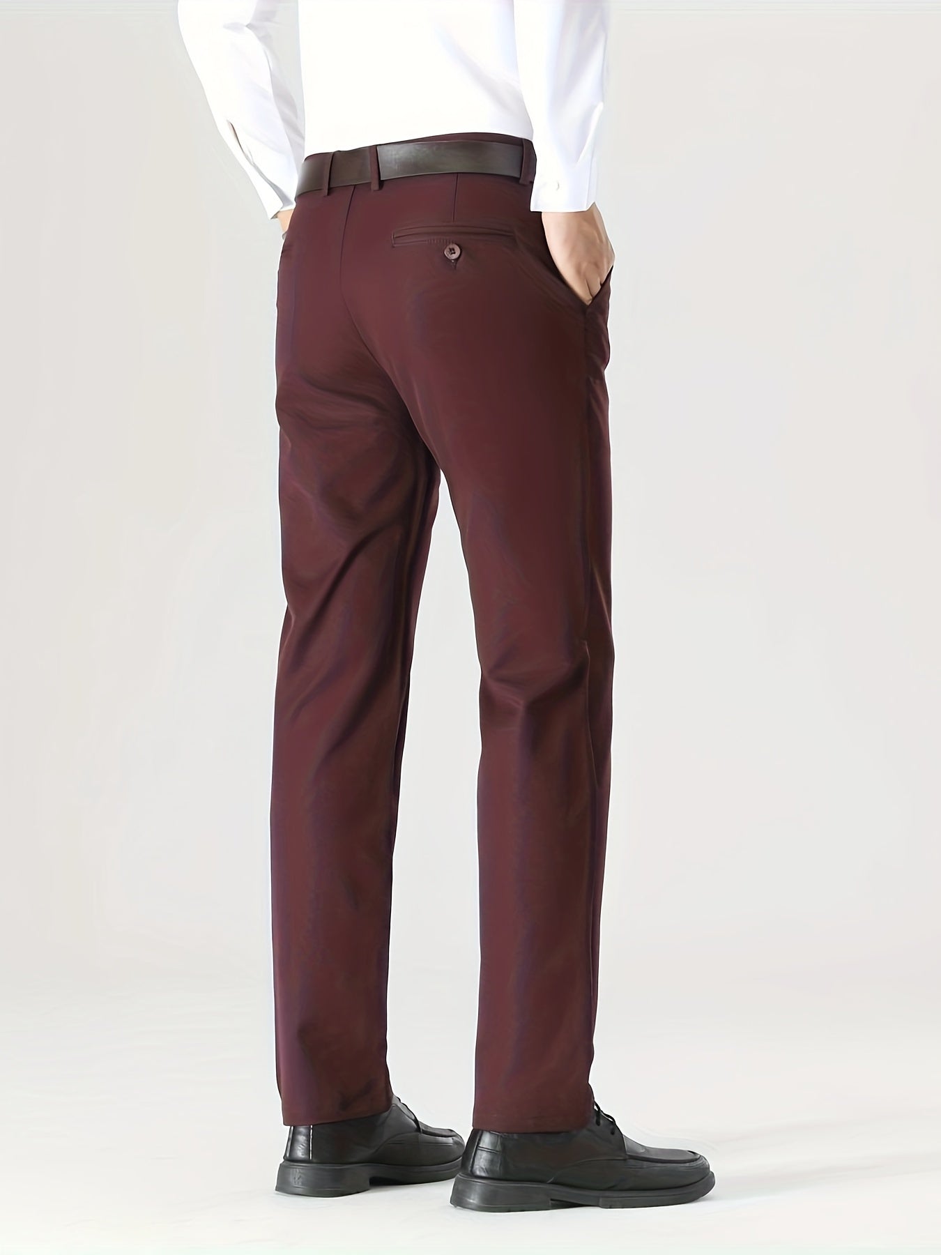 Classic Design Dress Pants, Men's Formal Solid Color Stretch Dress Pants For Business And Formal Occasions