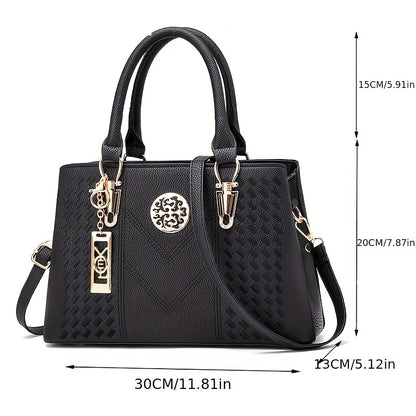 Classic Top Handle Satchel Bag, Fashion PU Bag, Women's Casual Handbag, Shoulder Bag & Tote Purse