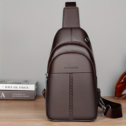 Men's Chest Bag Crossbody Shoulder Bag Small Fanny Pack Fashion Casual PU Leather Men's Satchel