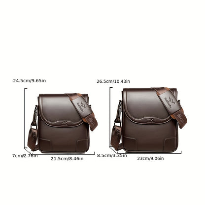 1pc KANDIDER Men's Fashion Crossbody Bag - Brown Vertical Shoulder Satchel with Adjustable Strap, Large Capacity for Business & Casual Travel