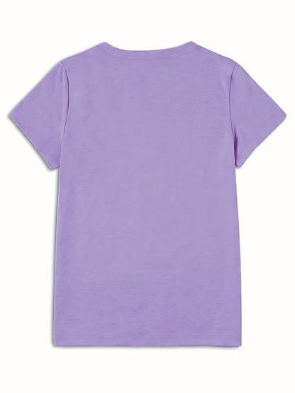 Circle Chic Butterfly Print T-Shirt - Exquisite Design, Casual Round Neck Top - Breathable and Lightweight, Perfect for Spring/Summer Wardrobe