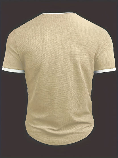 Pearson OBM Casual Stylish Waffle Outdoor Print T-Shirt, Men'S Short-Sleeve Y-Neck T-Shirt.