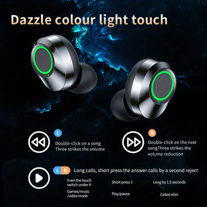 Hi-Fi Sound Wireless Earbuds with LED Charging Case, Touch Control, Noise-Canceling In-Ear Headphones, Wireless Connectivity, Quick Charge Compatible, Voice Call Noise Reduction, and Battery Indicator - Ideal for Gaming & Spo