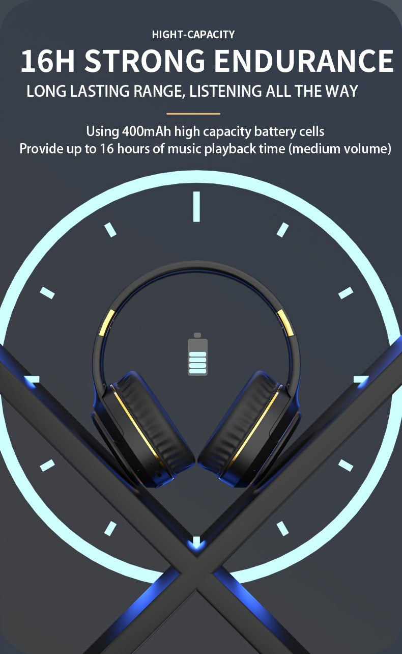 Ultra-large Capacity 400 MAh Wireless Headphones With Ambient Lighting, HIFI Sound Effects, Music All Day Long, 5.3 Chip, Low Latency, High-quality Headphones, Suitable For Travel, Business, Music, Gifts, Work, Phone Calls