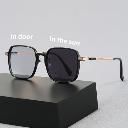 1 Pair Unisex Square Light-Sensitive Color-Changing Glasses for Phone & Computer - Stylish and Versatile Eyewear