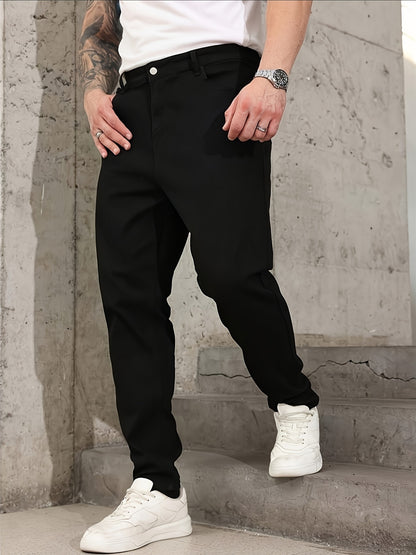 Gengyuan'S of Men'S Solid Color Stretchy Slim-Fit Jeans