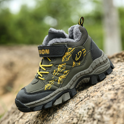 Teen Comfort Plush Lined Hiking Shoes are warm, durable, and comfortable for boys and girls, perfect for fall/winter outdoor adventures, warm and comfortable