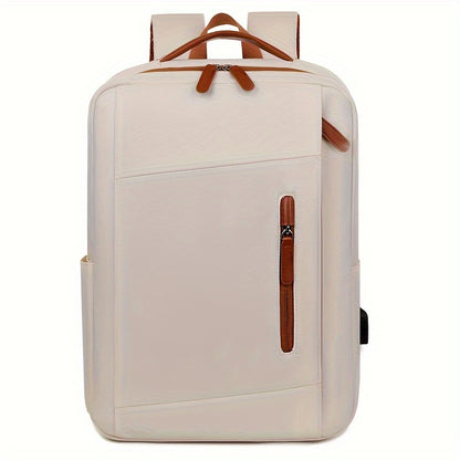 Stylish Lightweight Laptop Backpack - Adjustable Shoulder Straps, Multiple Compartments, USB Charging Port, Perfect for Commuting, School, Travel & Business, Casual Style, Polyester Lining, Secure Zipper Closure, Laptop Carry