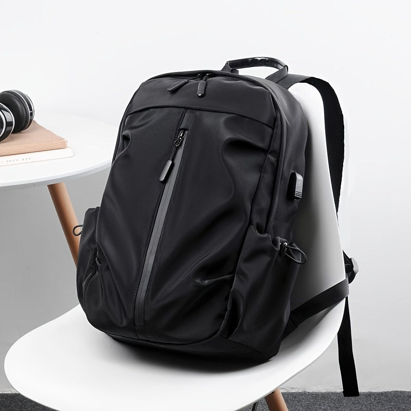 Men's Fashion Solid Color Simple Double Shoulder Backpack Lightweight Backpack Sports Travel Commuting Laptop Backpack Student Backpack