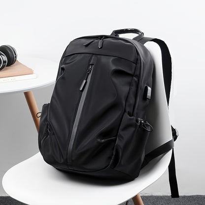 Men's Fashion Solid Color Simple Double Shoulder Backpack Lightweight Backpack Sports Travel Commuting Laptop Backpack Student Backpack