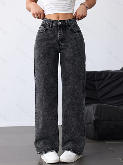 Loose Straight Leg Jeans, Casual Versatile Denim Pants For Women, Women's Clothing & Denim