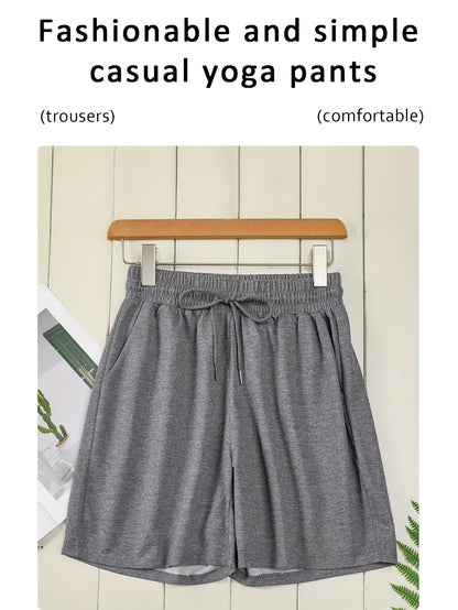 Summer Women'S Casual Shorts with Two Pockets, Drawstring Waist, Suitable for Running, Yoga, And Workouts, Loose And Comfortable, Five-Point Length.