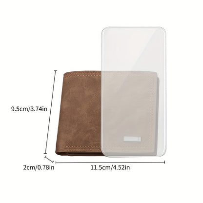 Men's PU Leather Short Wallet With Interlayer Coin Purse Multiple Card Slots Purse Large Capacity Card Cash Holder, Great Gift For Men