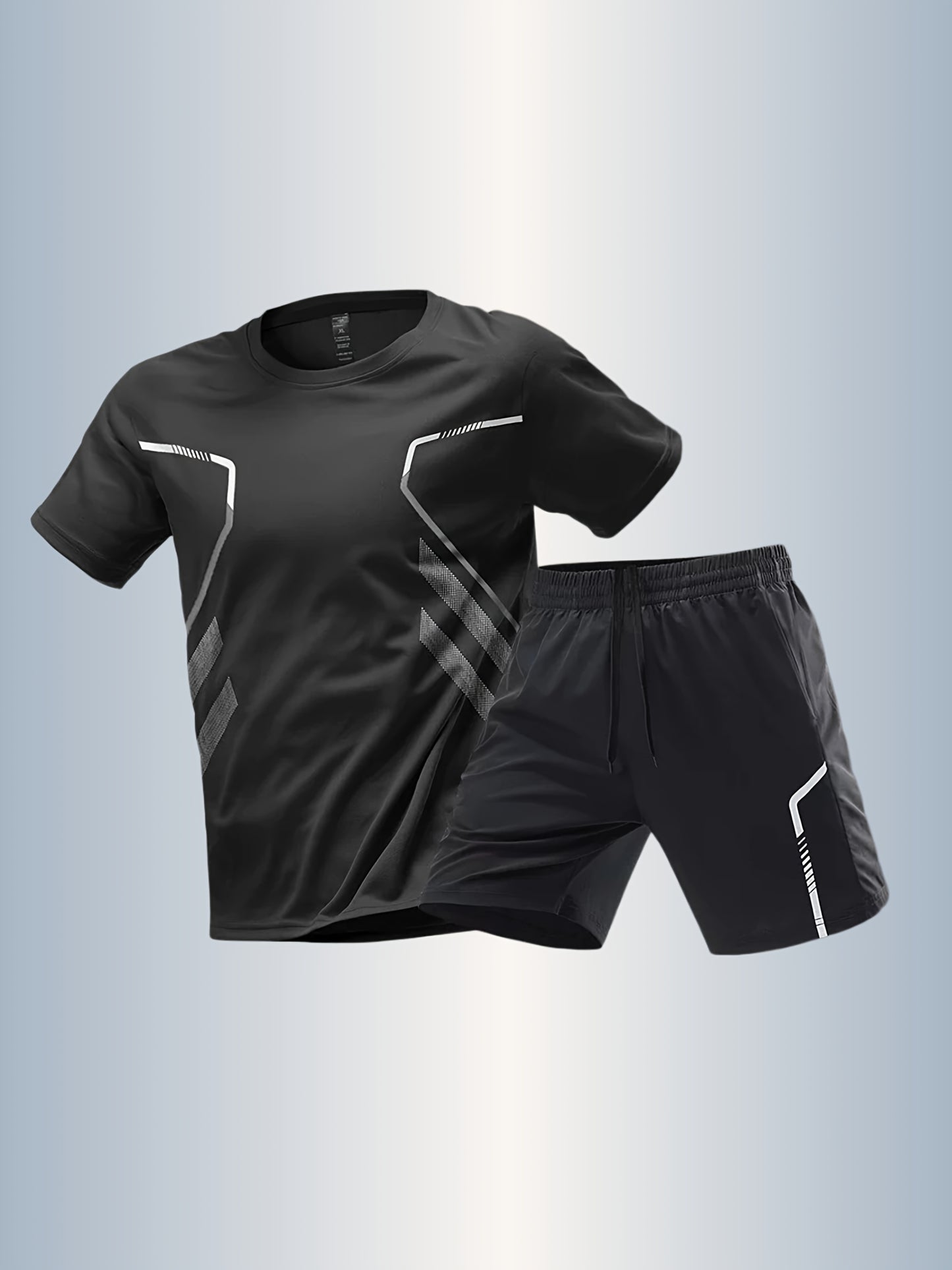 Men'S Lightweight Running Set - Breathable, Quick-Dry Athletic Wear with Zipper Pockets, Ideal for Outdoor Fitness & Training, Casual Sportswear|Casual Sportswear, Athletic Wear