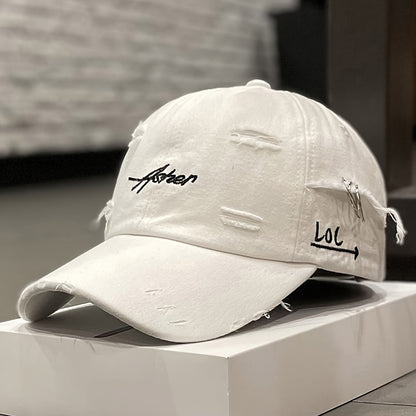 Distressed Baseball Cap - Soft Top, Sun Protection, Retro Street Style, Lightweight Polyester, Adjustable Fit for Men and Women, Perfect for Spring and Autumn, Spring Cap | Retro Streetwear | Lightweight Cap