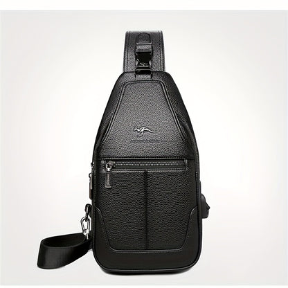 New Men'S Chest Bag 2024 Genuine Faux Leather Texture Crossbody Bag Casual Shoulder Bag Men'S Large Capacity Backpack Trendy