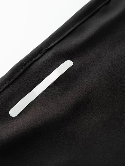 3-Pack Men'S Fashion Sports Casual Shorts, 97% Polyester 3% Elastane, Solid Color, Zipper Detail, Woven Fabric, Slight Stretch, Loose Fit, 117g/m² Weight