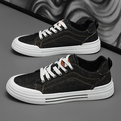 Men's Casual Sneakers - Lightweight Breathable Canvas & PVC Sole, Low-Top Lace-Up Round Toe Design for Outdoor Hiking, Streetwear & Daily Wear - All-Season Versatile Comfortable Shoes, Versatile Sneakers | Lowtop Sneakers | D