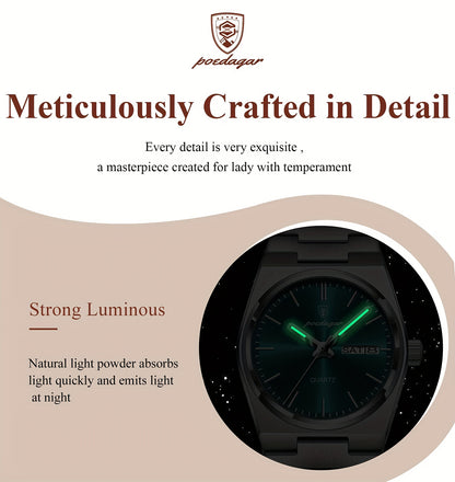The 2025 Popular Luminous Calendar Stainless Steel Women'S Watch, a Trendy Korean Style Quartz Watch for Young People, Perfect for Casual Fashion.