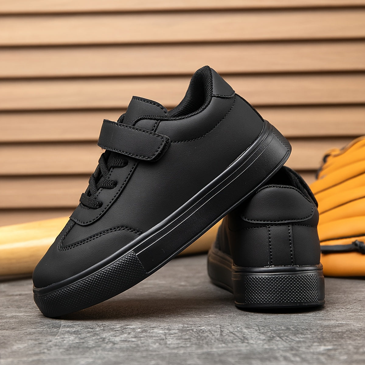 Youngsters' Lightweight Breathable Sneakers with Closure - Slip-Resistant EVA Sole, Easy-Clean Black Casual Shoes for Outdoor Play, Training & Daily Wear - All-Season Comfort for Boys & Girls, Youngsters Sneakers, Sleek Young