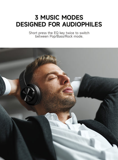 Picun B8 Wireless Gaming Headphones with 120H Playtime, 3 EQ Customization & Game Mode, Noise Isolation, Foldable Over-Ear Design, Wireless, USB-C Charging, Built-in Mic for PC/Laptop/Phone/Travel (Black), Wireless Gaming Hea