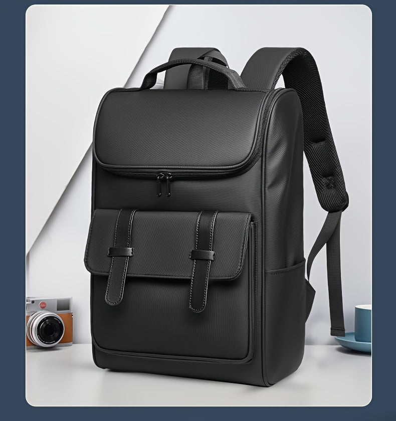 Men'S Stylish Large Capacity Commuter Backpack - Black Oxford Fabric, Durable with Multiple Compartments and Adjustable Straps, Ideal for Office, Student, University, School, Travel, Commute, Travel Backpack | Casual Style Ba