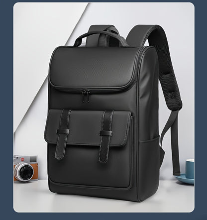Men'S Stylish Large Capacity Commuter Backpack - Black Oxford Fabric, Durable with Multiple Compartments and Adjustable Straps, Ideal for Office, Student, University, School, Travel, Commute, Travel Backpack | Casual Style Ba