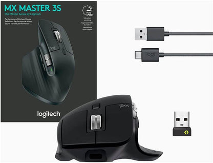 Logitech MX Master 3S - Wireless Performance Mouse with Ultra-Fast Scrolling, Ergo, 8K DPI, Track on Glass, Quiet Clicks, USB-C, Bluetooth, Windows, Linux, Chrome - Graphite