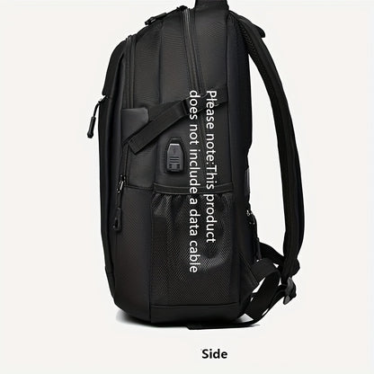 Men's Stylish Black Backpack - Multifunctional Business Laptop Bag with Adjustable Straps, Travel Compartments & Mesh Bottom for Daily Commute, Outdoor Adventures & Work, Business Backpack | Stylish Backpack | Secure Compartm