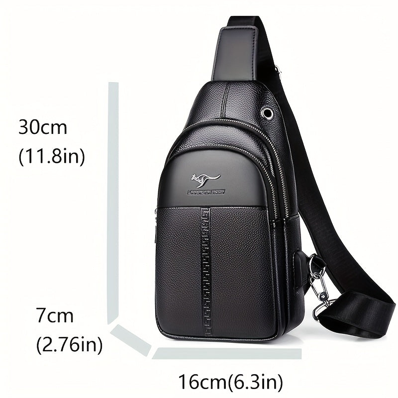Men's Chest Bag Crossbody Shoulder Bag Small Fanny Pack Fashion Casual PU Leather Men's Satchel