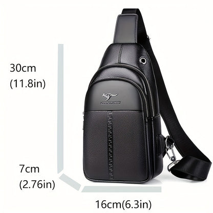 Men's Chest Bag Crossbody Shoulder Bag Small Fanny Pack Fashion Casual PU Leather Men's Satchel