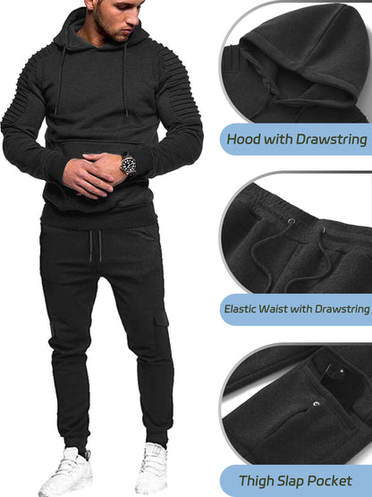 Men's Tracksuit 2 Piece Pullover Hoodie Sweatsuit Sets Casual Jogging Athletic Suits With Drawstring