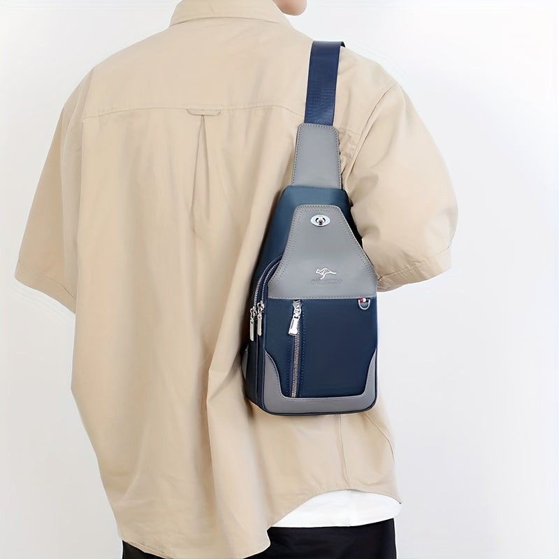 SelectMen'S Large Capacity Motorcycle Bag - Trendy Crossbody Shoulder Bag with Multiple Pockets, Casual Oxford Style, Hand Washable, Ideal for Daily Commute, Everyday Commute Bag|Casual Style Bag|Zippered Closure