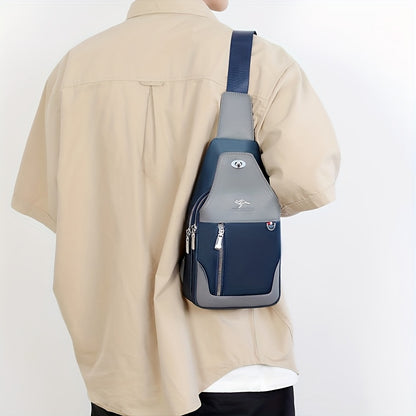 SelectMen'S Large Capacity Motorcycle Bag - Trendy Crossbody Shoulder Bag with Multiple Pockets, Casual Oxford Style, Hand Washable, Ideal for Daily Commute, Everyday Commute Bag|Casual Style Bag|Zippered Closure