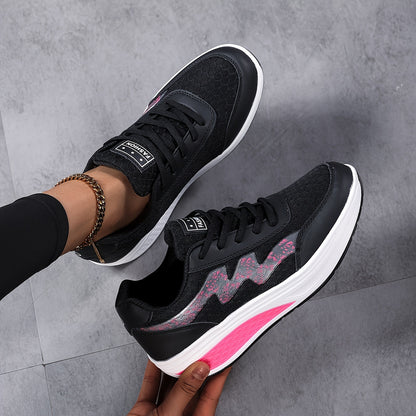 Women's Light Blue Breathable Mesh Sneakers - Air-Cushioned, Thick-Soled Sneakers with Sport Control & Lace-Up Design for All Seasons