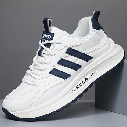 1 Pair of Men's Casual Sneakers, Comfortable Slip-Resistant, Black & Beige Low-Top Shoes for Casual Attire, Trendy Street Style with Fabric Lining and Durable PVC Sole