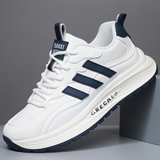 1 Pair of Men's Casual Sneakers, Comfortable Slip-Resistant, Black & Beige Low-Top Shoes for Casual Attire, Trendy Street Style with Fabric Lining and Durable PVC Sole