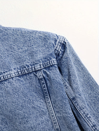 Men's Denim Jacket, Turn-Down Collar, Regular Fit Classic Design Denim Coat For Spring & Autumn