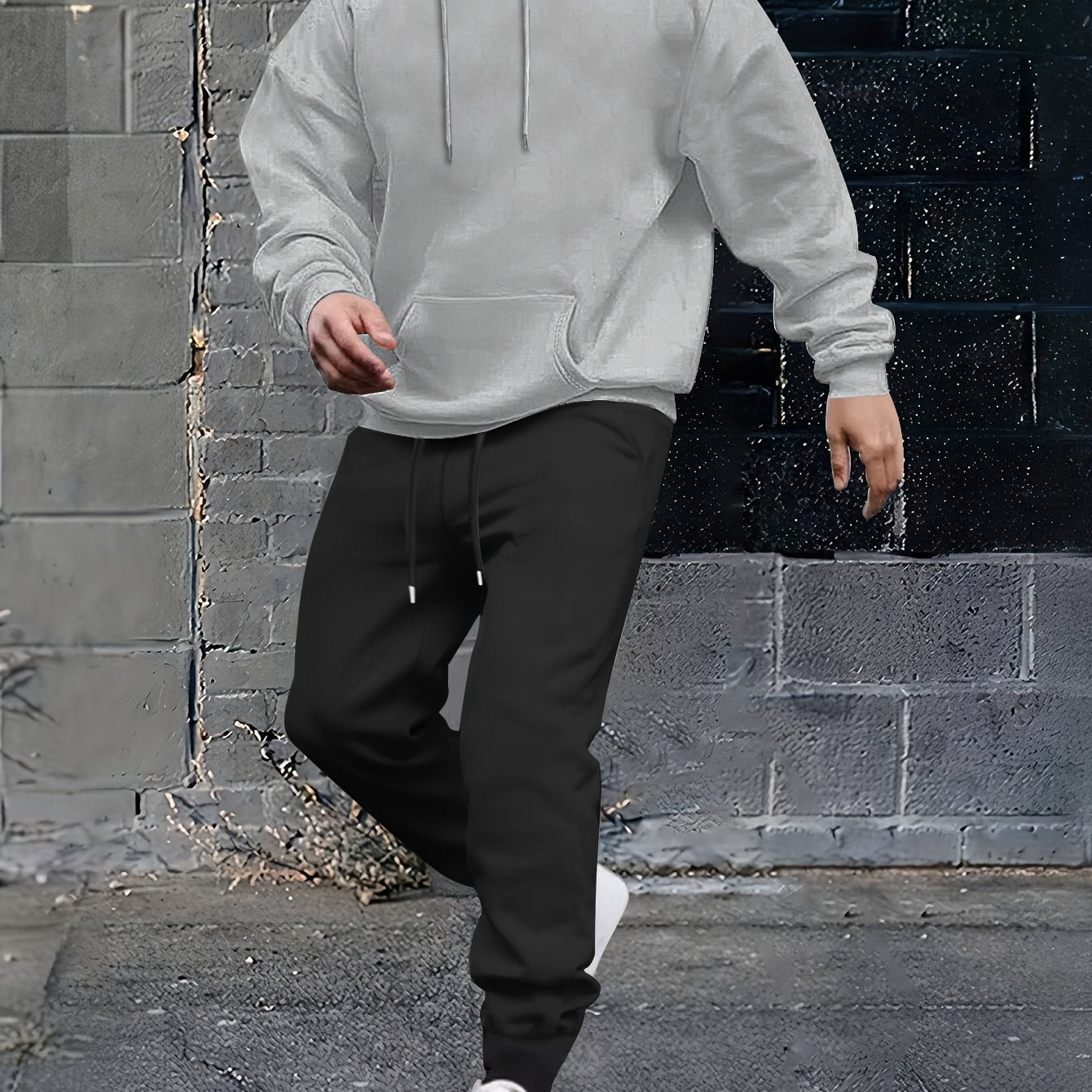 2pcs, Men's Solid Color Hoodie And Joggers Set For Spring And Fall