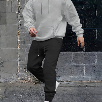 2pcs, Men's Solid Color Hoodie And Joggers Set For Spring And Fall