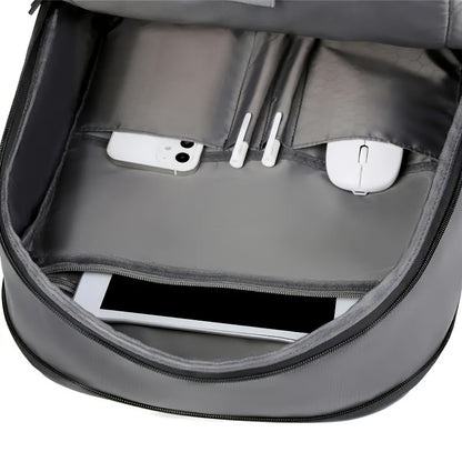 Business Style Expandable Backpack, Faux Leather, Durable Smooth Zipper, Multi-Pad Laptop Bag, Casual Daypack, Suitable for Daily Commute, Outdoor Business Travel, Ideal Gift for Holidays, Black, Dark Grey, Light Grey Options