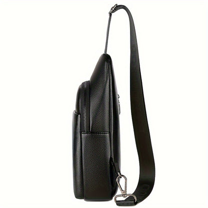 DARWNORO Men's Stylish PU Leather Sling Bag - Casual Shoulder & Crossbody Bag with Zipper Closure, Brown with White & Red Accents, Perfect for Daily Commute, Motorcycle Inspired Design, PU Leather Crossbody Bag