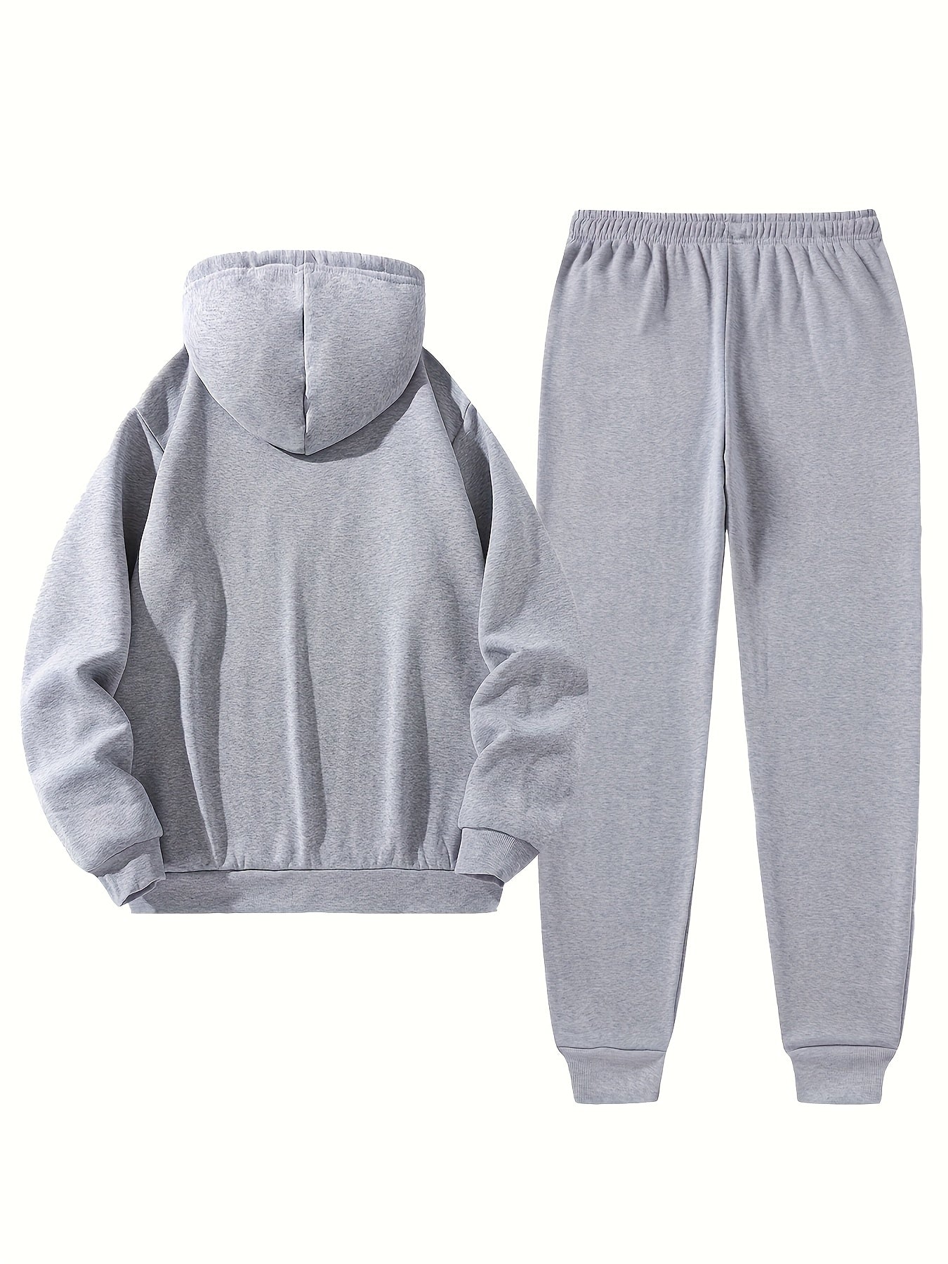 Men'S Sporty Two-Piece Hoodie and Pants Set - Gray with Black Logo, Non-Stretch Fabric, Regular Fit, Pockets, Ideal for Fall/Winter, Casual Wear|Hooded Sweatshirt|Pocketed Pants, Sweater Hoodie