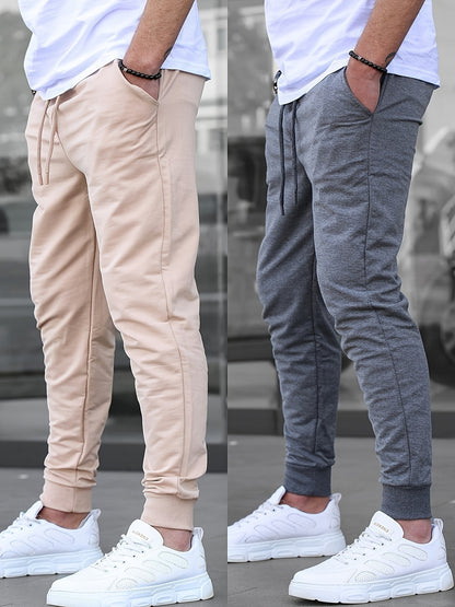 Men's Solid Color Jogger Sports Pants With Drawstrings, Casual Lightweight And Breathable Running Fitness Slim Pants Outdoor Trousers