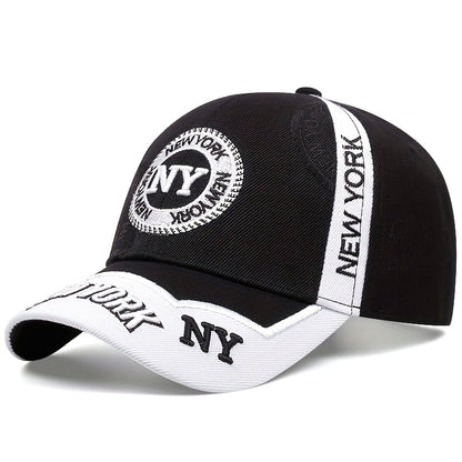 NY Logo Baseball Cap - Black & White Snapback Hat with "NEW YORK NY" Embroidery, Lightweight Polyester, Ideal for Outdoor Sports & Casual Wear, Casual Wear Cap|Logo Embroidered Cap|Machine Washable