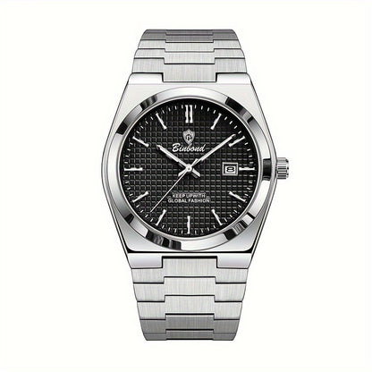 BINBOND Men's Classic Waterproof Quartz Watch with Stainless Steel Band, Luminous Dial & Date Feature - Perfect for Business or Casual Wear, Cool And Handsome Style