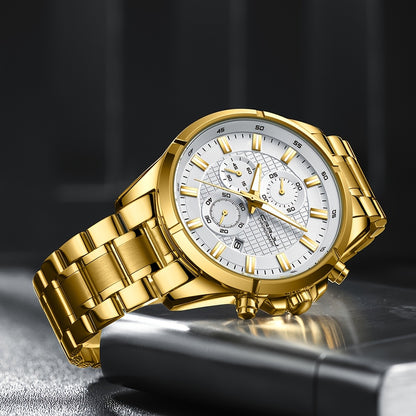CRRJU Men's Watch Fashion Luxury Multifunctional Stainless Steel Quartz Watch